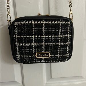 Itzy Ritzy Plaid Crossbody Bag in Black and White
